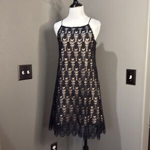 RnB Elegant Black Lace Mini Dress